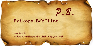 Prikopa Bálint névjegykártya